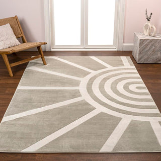 Nordic MidCentury Scandinavian Abstract Sun Two-Tone High-Low Area Rug