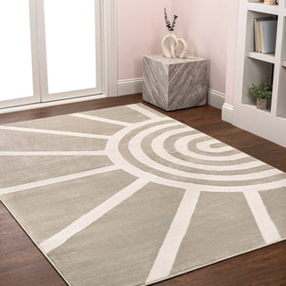 Nordic MidCentury Scandinavian Abstract Sun Two-Tone High-Low Area Rug