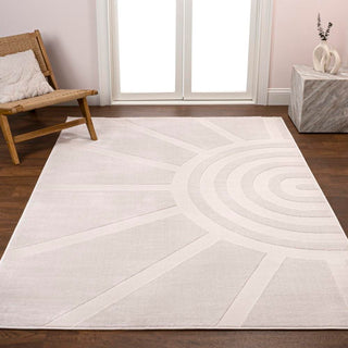 Nordic MidCentury Scandinavian Abstract Sun Two-Tone High-Low Area Rug