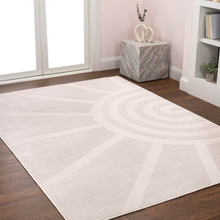 Nordic MidCentury Scandinavian Abstract Sun Two-Tone High-Low Area Rug