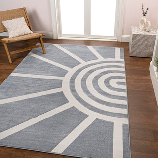 Nordic MidCentury Scandinavian Abstract Sun Two-Tone High-Low Area Rug