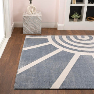 Nordic MidCentury Scandinavian Abstract Sun Two-Tone High-Low Area Rug