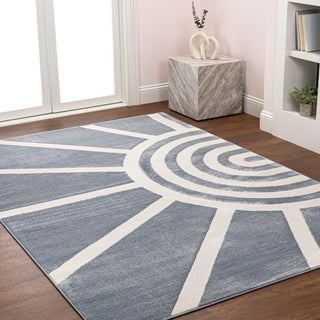 Nordic MidCentury Scandinavian Abstract Sun Two-Tone High-Low Area Rug