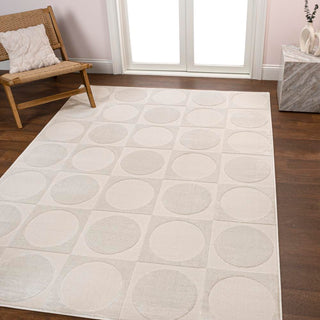 Geometric Modern Geometric Circles In Squares High-Low Area Rug