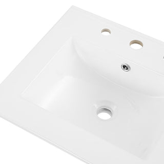 Ceramic 3-Hole 20 in. W x 18.25 in. D Classic Contemporary Rectangular Ceramic Single Sink Basin Vanity Top