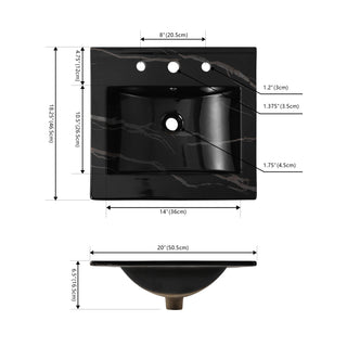 Ceramic Rectangular Ceramic Single Sink Basin Vanity Top