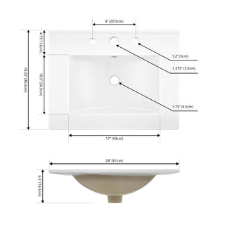 Ceramic Rectangular Ceramic Single Sink Basin Vanity Top