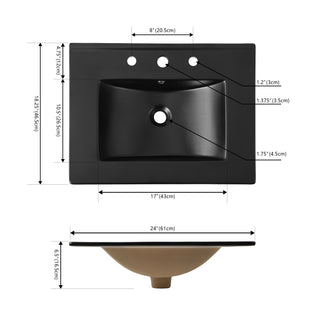 Ceramic Rectangular Ceramic Single Sink Basin Vanity Top