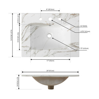 Ceramic Rectangular Ceramic Single Sink Basin Vanity Top