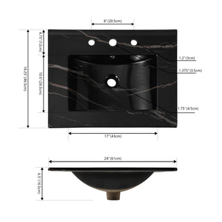 Ceramic Rectangular Ceramic Single Sink Basin Vanity Top