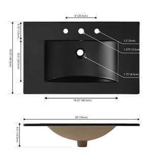 Ceramic Rectangular Ceramic Single Sink Basin Vanity Top