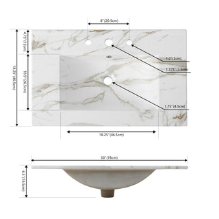 Ceramic Rectangular Ceramic Single Sink Basin Vanity Top