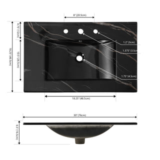 Ceramic Rectangular Ceramic Single Sink Basin Vanity Top