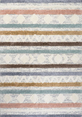 Shariva Moroccan Striped Geometric High-low Area Rug