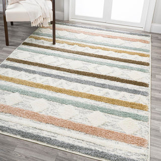 Shariva Moroccan Striped Geometric High-low Area Rug