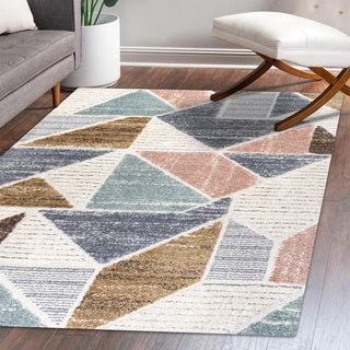 Fiori Geometric Scandi Colorblock Carved Area Rug