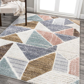 Fiori Geometric Scandi Colorblock Carved Area Rug