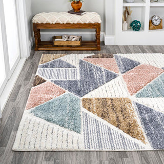 Fiori Geometric Scandi Colorblock Carved Area Rug