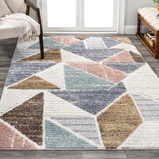 Fiori Geometric Scandi Colorblock Carved Area Rug