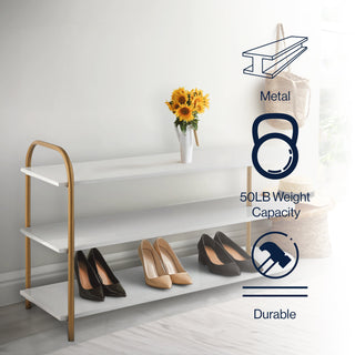 Unity Modern 24" 9-Pair 3-Tier Iron Curved Decker Shoe Rack