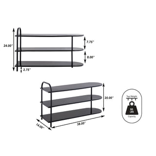 Unity Modern 24" 9-Pair 3-Tier Iron Curved Decker Shoe Rack