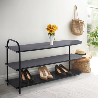 Unity Modern 24" 9-Pair 3-Tier Iron Curved Decker Shoe Rack