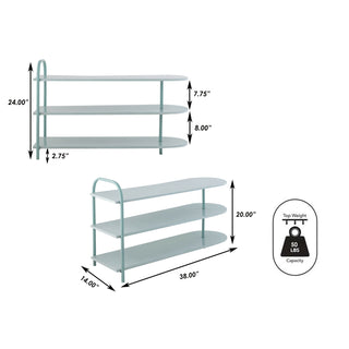 Unity Modern 24" 9-Pair 3-Tier Iron Curved Decker Shoe Rack