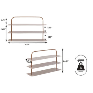 Coffe Minimalist 24.5" 9-Pair 3-Tier Iron Thin Flat Plate Shoe Rack