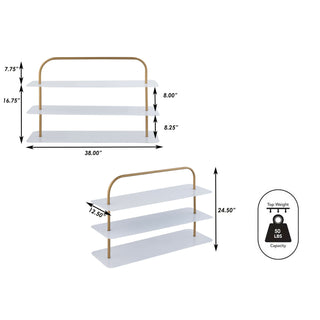 Coffe Minimalist 24.5" 9-Pair 3-Tier Iron Thin Flat Plate Shoe Rack