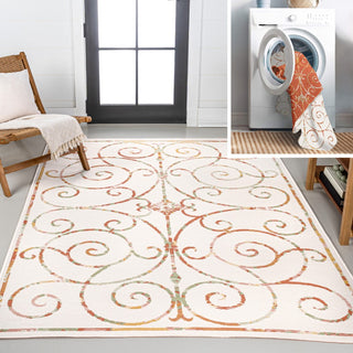 Ariadne Classic Cottage Filigree Scroll Reversible Machine-Washable Indoor/Outdoor Area Rug