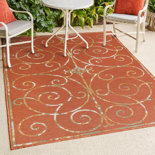 Ariadne Classic Cottage Filigree Scroll Reversible Machine-Washable Indoor/Outdoor Area Rug