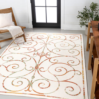 Ariadne Classic Cottage Filigree Scroll Reversible Machine-Washable Indoor/Outdoor Area Rug