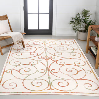 Ariadne Classic Cottage Filigree Scroll Reversible Machine-Washable Indoor/Outdoor Area Rug