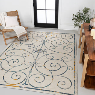 Ariadne Classic Cottage Filigree Scroll Reversible Machine-Washable Indoor/Outdoor Area Rug