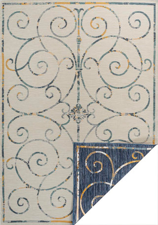 Ariadne Classic Cottage Filigree Scroll Reversible Machine-Washable Indoor/Outdoor Area Rug