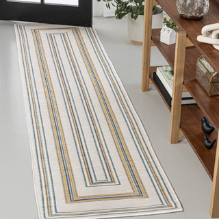 Always Classic Nautical Mitre Stripe Reversible Machine-Washable Indoor/Outdoor Area Rug