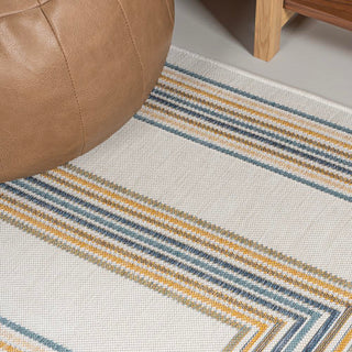 Always Classic Nautical Mitre Stripe Reversible Machine-Washable Indoor/Outdoor Area Rug