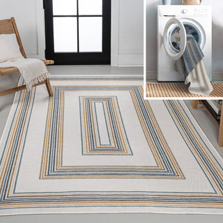 Always Classic Nautical Mitre Stripe Reversible Machine-Washable Indoor/Outdoor Area Rug