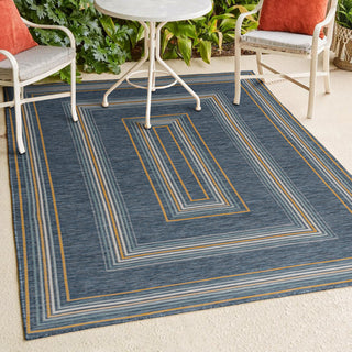 Always Classic Nautical Mitre Stripe Reversible Machine-Washable Indoor/Outdoor Area Rug