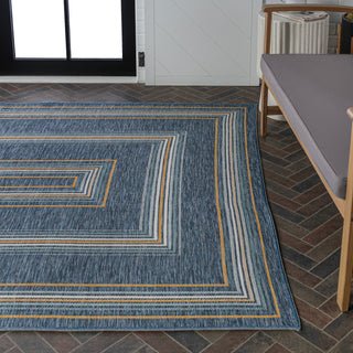 Always Classic Nautical Mitre Stripe Reversible Machine-Washable Indoor/Outdoor Area Rug