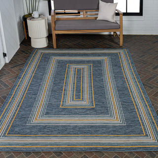 Always Classic Nautical Mitre Stripe Reversible Machine-Washable Indoor/Outdoor Area Rug