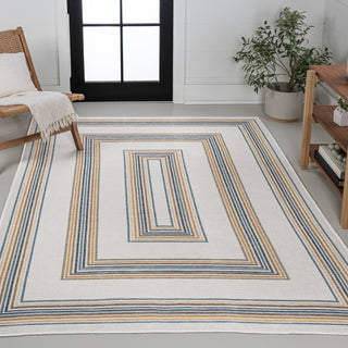 Always Classic Nautical Mitre Stripe Reversible Machine-Washable Indoor/Outdoor Area Rug