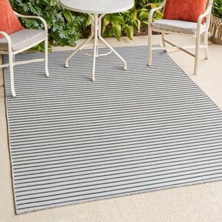 Eco Classic Coastal Pinstripe Reversible Machine-Washable Indoor/Outdoor Area Rug