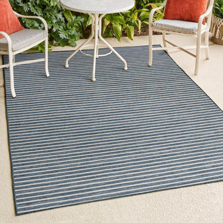 Eco Classic Coastal Pinstripe Reversible Machine-Washable Indoor/Outdoor Area Rug