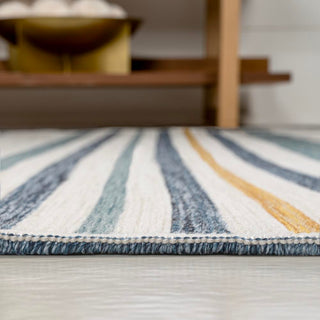 Remat Classic Coastal Ticking Stripe Reversible Machine-Washable Indoor/Outdoor Area Rug