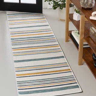 Remat Classic Coastal Ticking Stripe Reversible Machine-Washable Indoor/Outdoor Area Rug