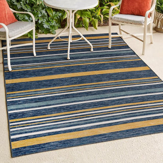 Remat Classic Coastal Ticking Stripe Reversible Machine-Washable Indoor/Outdoor Area Rug