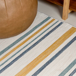 Remat Classic Coastal Ticking Stripe Reversible Machine-Washable Indoor/Outdoor Area Rug