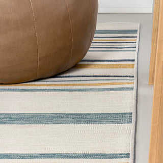 Remat Classic Coastal Ticking Stripe Reversible Machine-Washable Indoor/Outdoor Area Rug