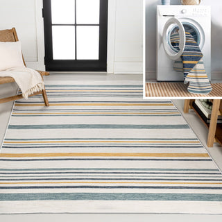 Remat Classic Coastal Ticking Stripe Reversible Machine-Washable Indoor/Outdoor Area Rug